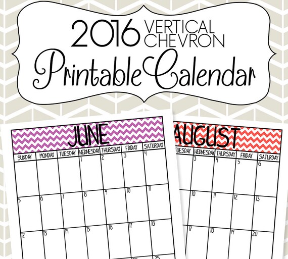 items similar to 2016 vertical calendar printable editable chevron