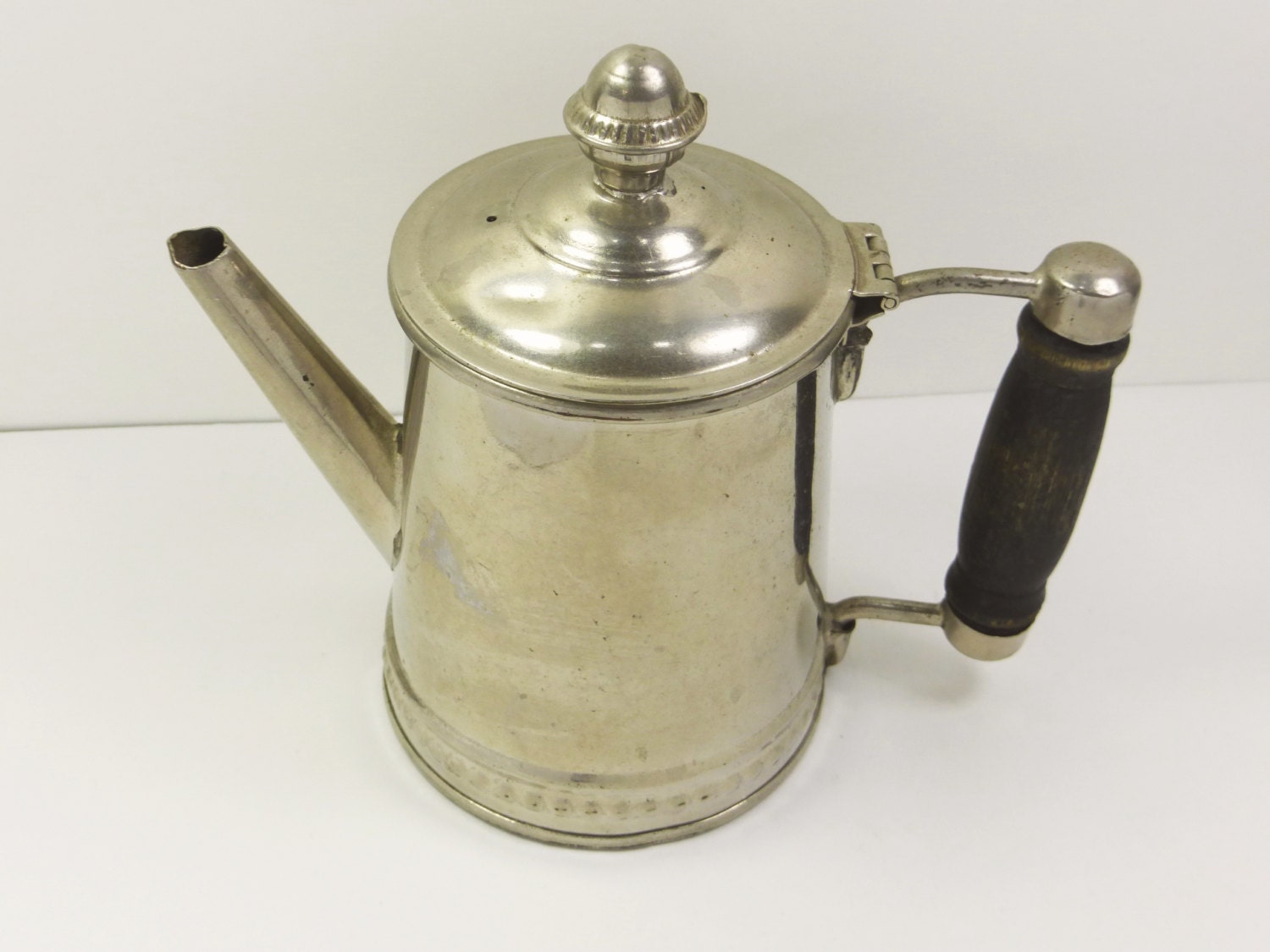 Small Metal Coffee Pot with Wood Handle Sweeneyware Hinged