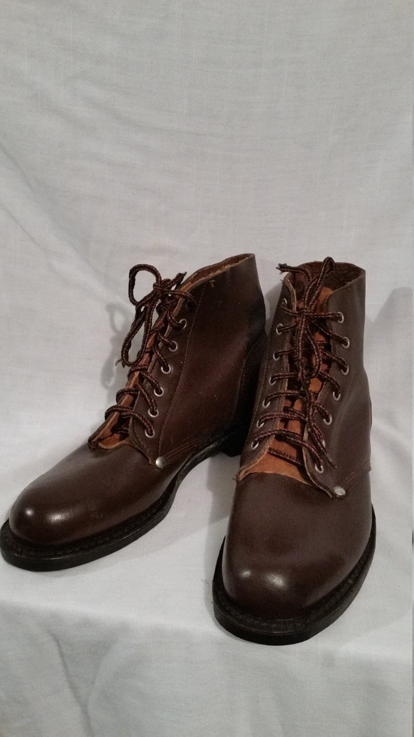 NOS vintage mens laceup boots brown leather Biltrite sole