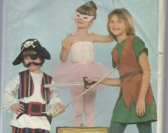 Uncut, Child Size 3 to 6X, Sewing Pattern, Butterick 311, Toddler, Kids Costume, Peter Pan, Captain Hook, Tinkerbell, Princess, Children