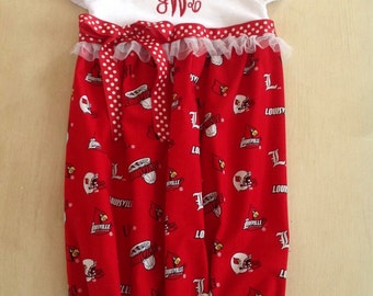 Baby Girl Gifts,Louisville Cardinals Monogrammed Baby Girl Gown, Baby Girl Clothing,Baby Girl Personalized Gifts,Baby Girl Monogrammed Gifts