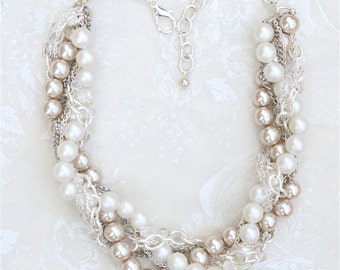 Wedding Jewelry, Wedding Necklace, Wedding Statement Jewelry, Wedding Statement Necklace, Chunky Pearl Wedding Necklace, Pearl Statement