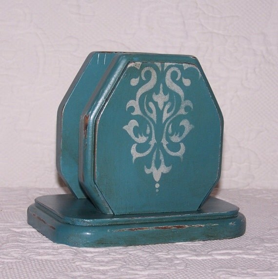 napkin holder turquoise napkin holder teal by ReVampedChicDesigns