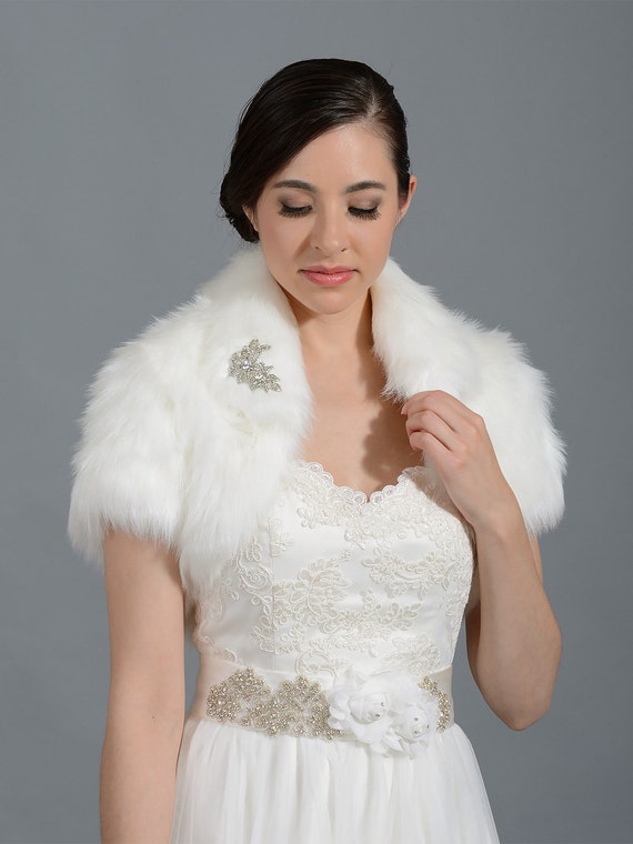 Ivory faux fur bolero faux fur shrug Wedding bolero wedding