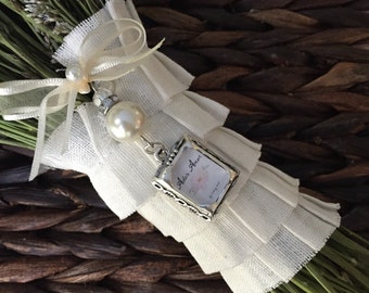 Wedding Bouquet Photo Charm - Pearl and Rhinestones
