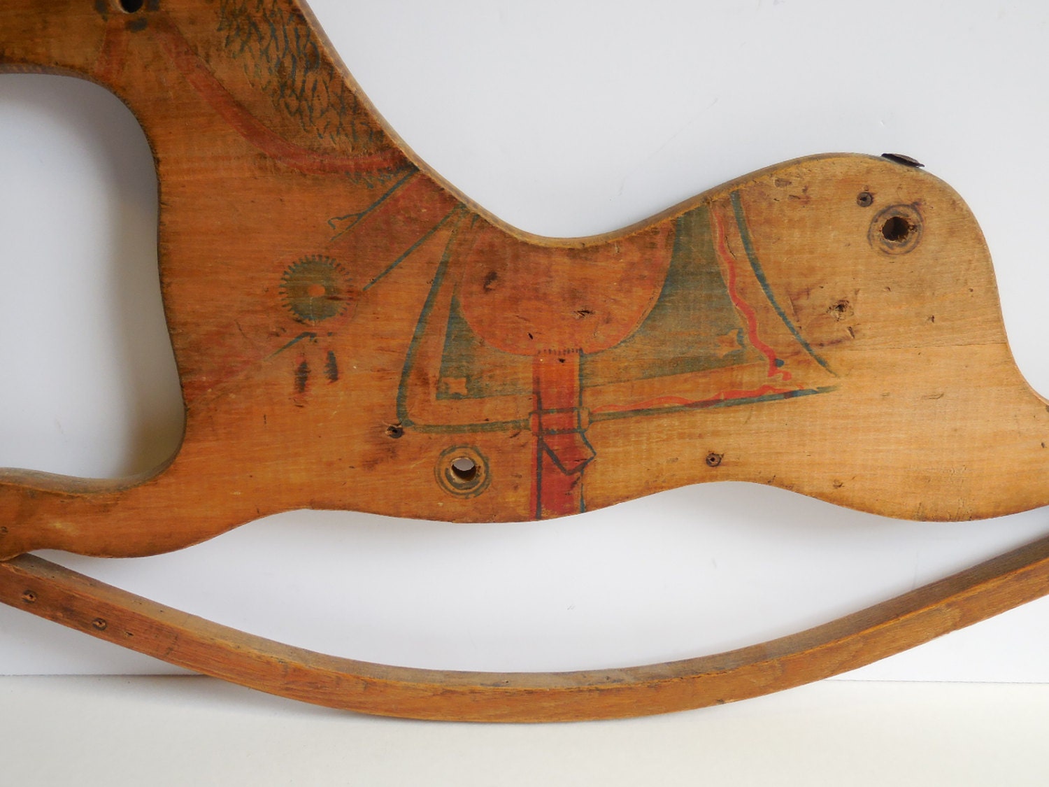 Antique Wood rocking horse Primitive Folk Art wall hanging