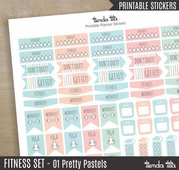 printable health and fitness planners and printable planner stickers