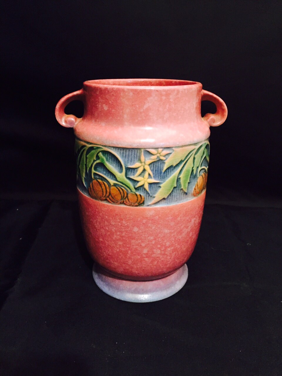 Roseville Pottery Vase Pink Baneda Double Handled Vase 7