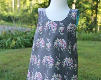 Baby Girl Dress - Gray - Baby Dress - Reversible