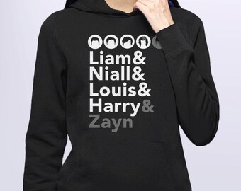 One Direction Hoodie | 1d Clothing | Band shirt with member names | 1 direction Hoodie | One Direction Gift | Teen Girl Gift Idea | Niall