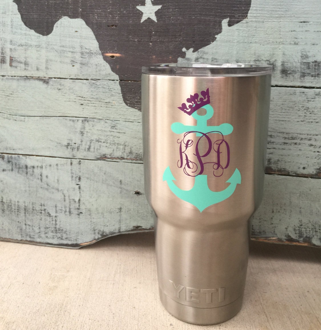 Anchor Crown Monogram Yeti vinyl Decal