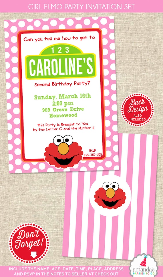 Elmo Girl Birthday Invitations 7