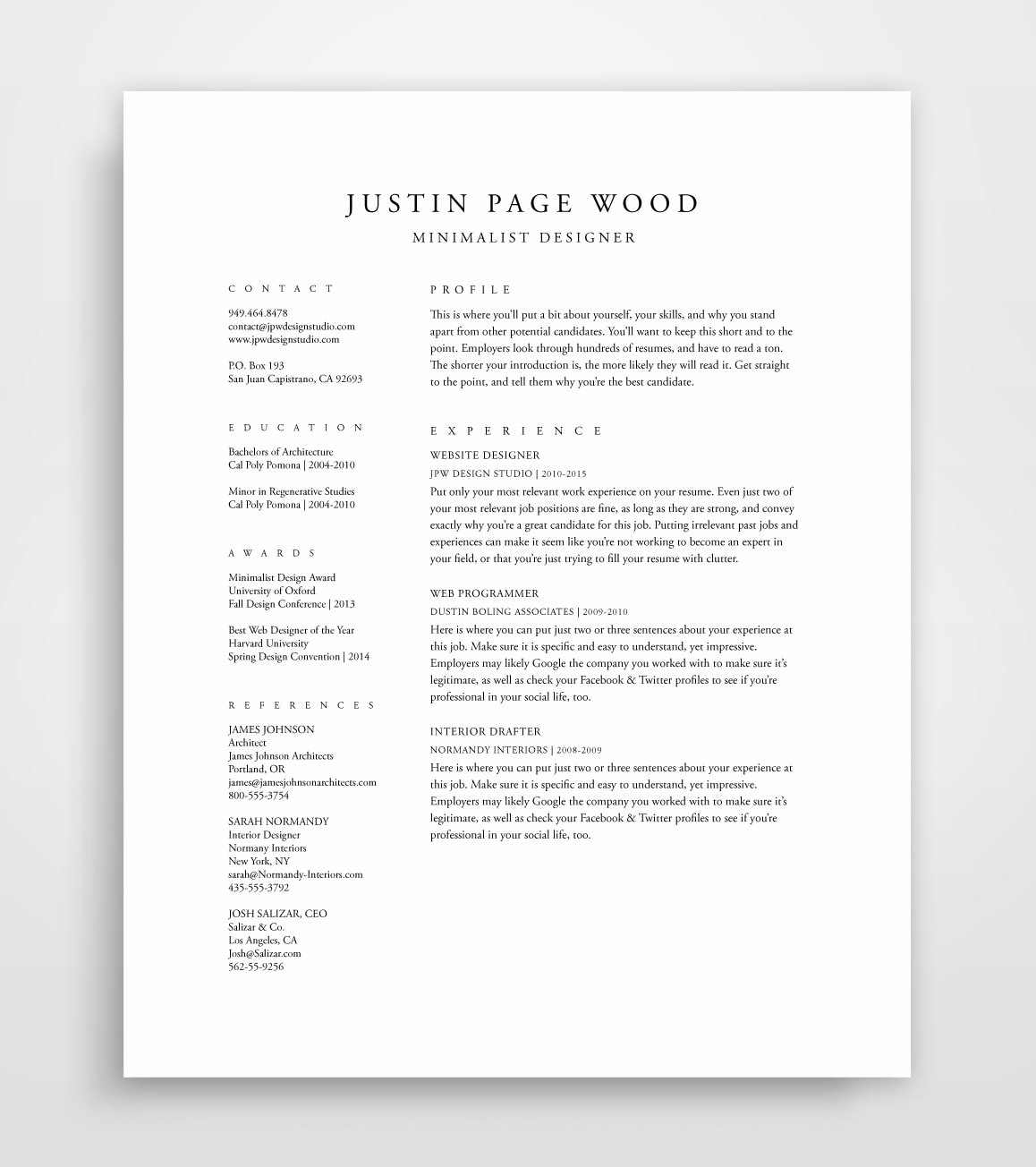 traditional resume template elegant resume classic resume