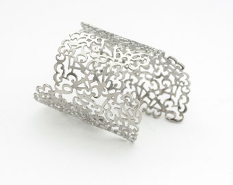 Silver Cuff Bracelet, Wide Cuff Bracelet, Statement Bracelet, Number Bracelet