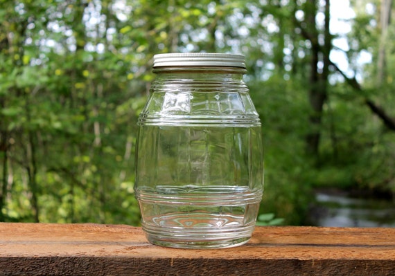 Hazel Atlas Barrel Jar with Metal Lid