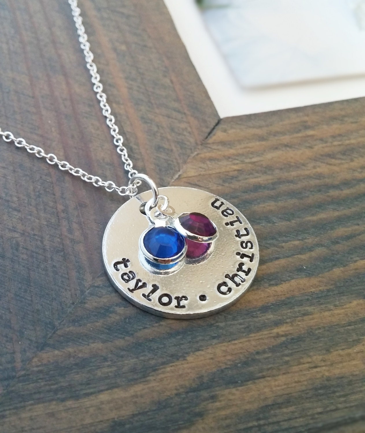 Name Necklace personalized with kids names and birthstones