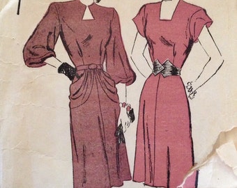Vintage 1940s Advance Misses' Dress Pattern 4356 Size 18 (36" Bust)
