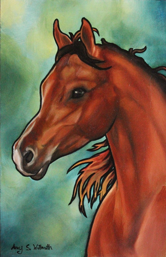 Items similar to Original Horse Oil Painting 11x17in on Etsy