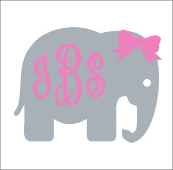 Elephant Monogram Decal Vinyl Decal Car Decal Preppy Decal