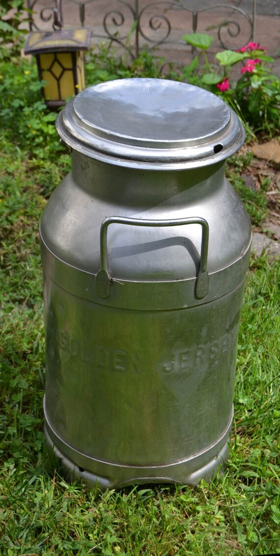 Vintage Buhl OH Dairy Stainless Steel Milk Can with removable
