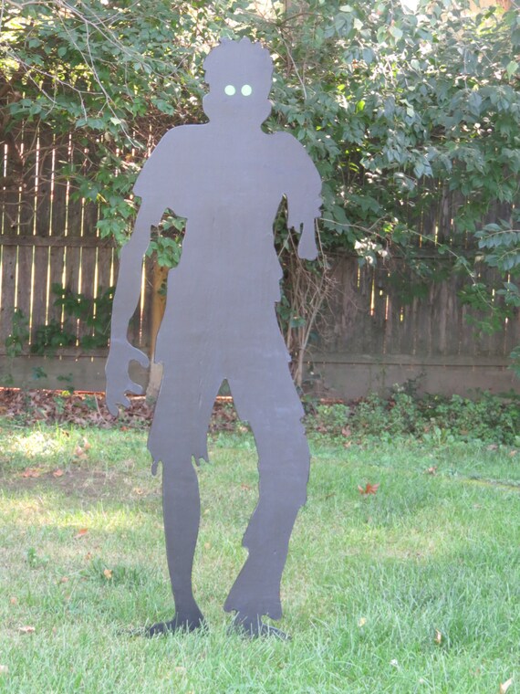 Zombie Shadow Halloween Zombie Wood Silhouette by ChartinisYardArt