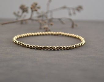 Gold Stackable Bracelet, Stretch Bracelet, Gold Beaded Bracelet, Gold Filled Jewelry, Gold Bracelet, Handmade