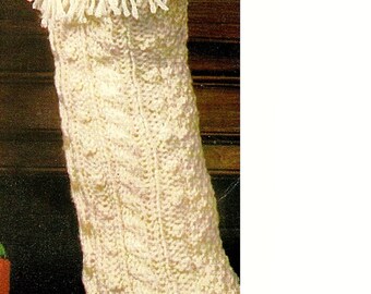 Digital Download Vintage Knitted Christmas Stocking Pattern - 18" Knit Holiday Stocking PDF Pattern Knitting Supplies Craft Supplies