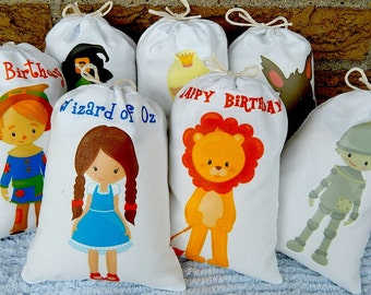 Wizard of Oz Birthday Party Favor bags Great for gifts or treats Can be Personalized 5" X 7" or 6" X 8" Qty 7