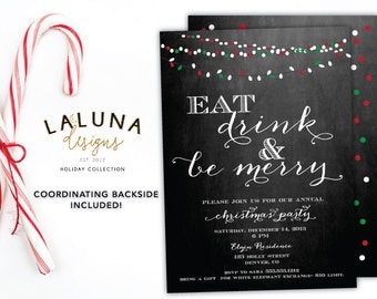 Christmas Party Invitation, Christmas Party Invite, Christmas Party Printable, Chalkboard Christmas Party, DIY Printable