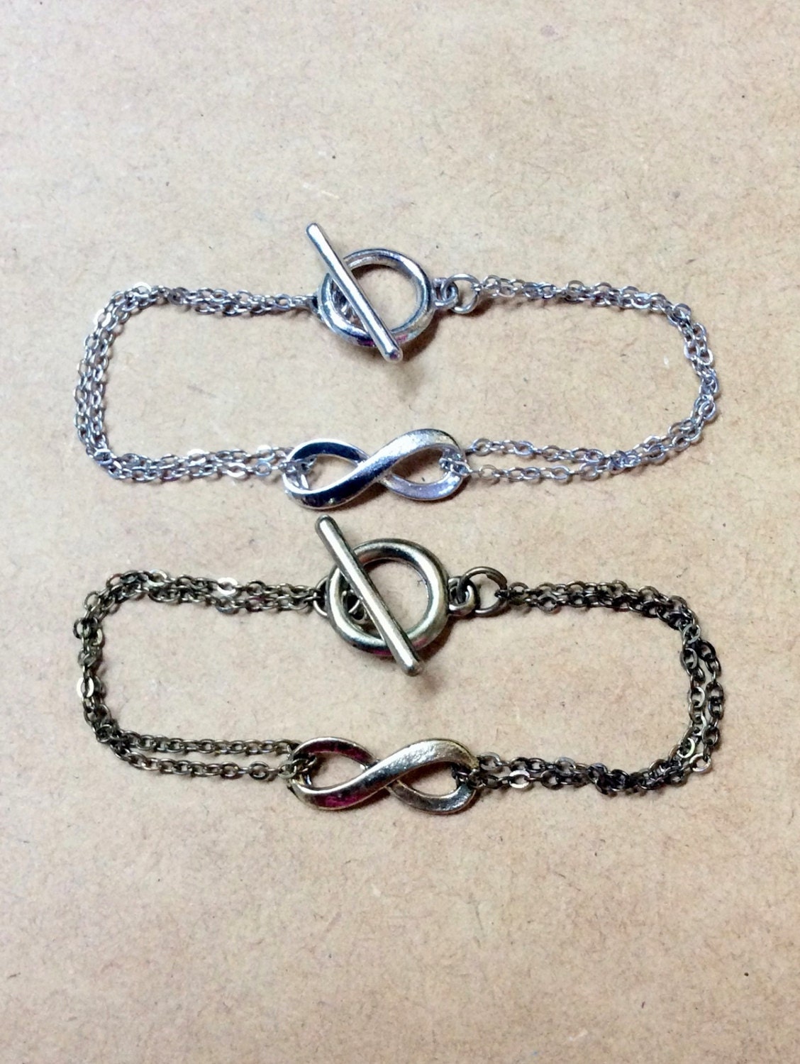 Infinity Charm Bracelet eternity and toggle charms in silver