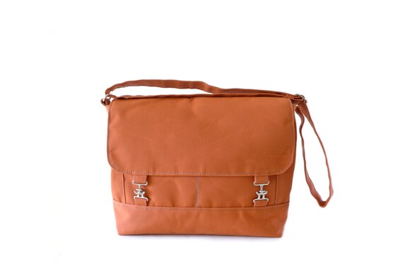 Canvas Messenger Bag/ Satchel/ Crossbody Bag/ Laptop Bag/ Burnt Orange