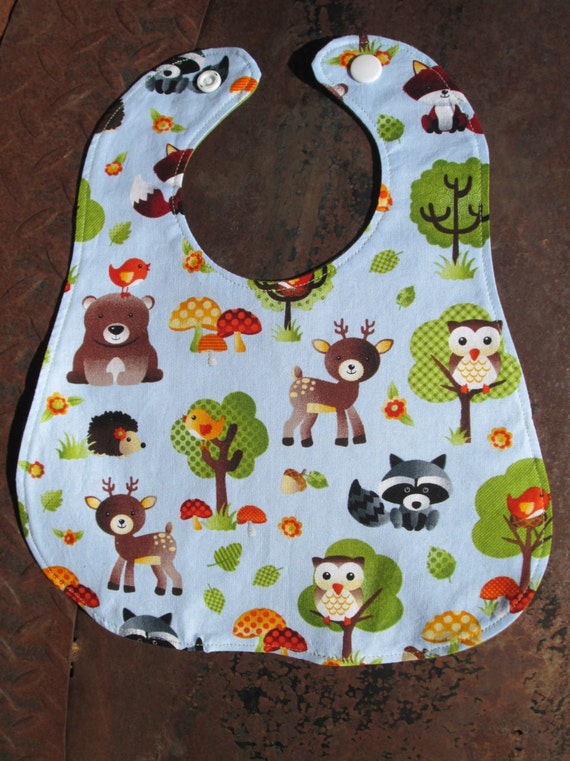 Items similar to Forest Friends Baby Bib Woodland animals Baby Bib
