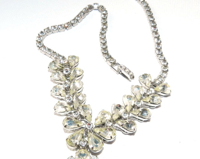 Vintage Antique Crystal Fashion Necklace, Collar Necklace Hollywood Regency, High End, Bridal Fashion, Gatsby Style