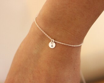 Tiny initial bracelet, personalized bracelet, letter bracelet, delicate bracelet , dainty bracelet, silver bracelet, simple, minimal jewelry