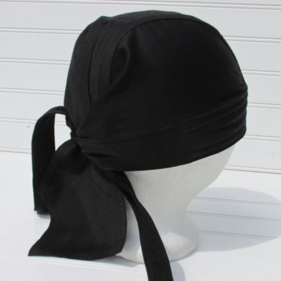 Black skull cap doo rag chemo hat scrub hat cycle hat