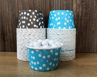48 Black and blue polka dot candy nut cups- Birthday Supply- Baby Shower Party Goods- Bridal Shower