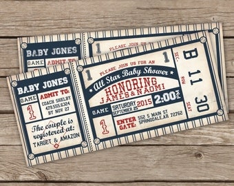 Baseball Baby Shower Invitation - Baseball Baby Shower Invite - DIY Printable or Printed Invitations