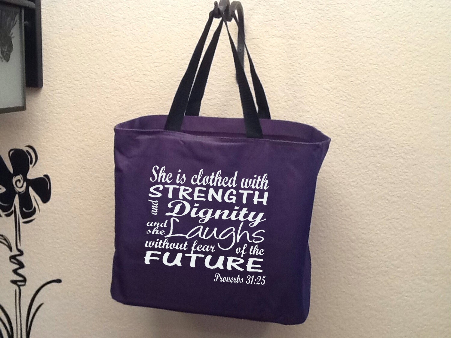 Scripture Tote Bag Proverbs 31 Woman by NancysDesignStudio on Etsy