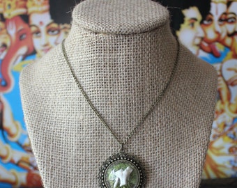 Glass Terrarium Necklace with Real Deer Tooth and Moss