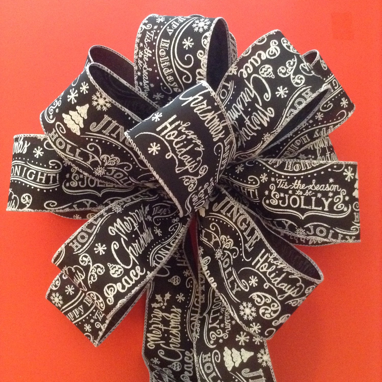 Christmas Tree Topper / Black and White Chalk Pattern