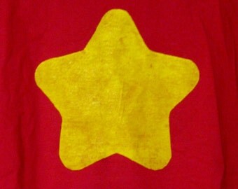 Red Screenprinted shirt with Yellow Star inspired by Steven Universe
