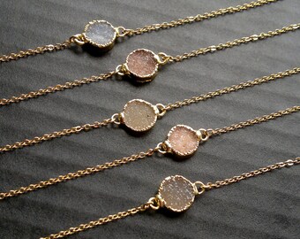 Druzy Bracelet Mineral Bracelet Stone Bracelet Quartz Bracelet Druzy Jewelry Dainty Bracelet Stone Chain Bracelet Boho Bracelet Gold Filled