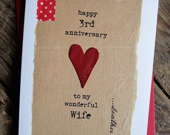  3rd  Wedding  Anniversary  Card HUSBAND Traditional by 