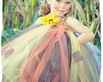Scarecrow Tutu Dress, Scarecrow Dress, Scarecrow Costume, Fall Tutu Dress, Sunflower Tutu Dress, Fall Harvest Tutu Dress, Scarecrow Hat