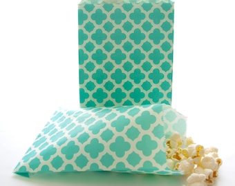 Teal Blue Spanish Tile Bags (25 Pack) - Party Goodie Bags, Birthday Loot Bags, Wedding Paper Bags