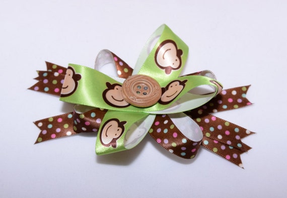 Green and Brown Monkey Hair Bow Today's Deal Sale was 5.00 now 3.50