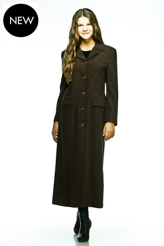 Elegant long womens coat / chocolate brown coat