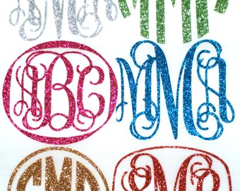 Monogram T-shirt, Iron On Letters, Personalize Clothing, Glitter Monogram, Monogram Shirt, DIY Monogram, Name Monogram, Stocking Stuffer