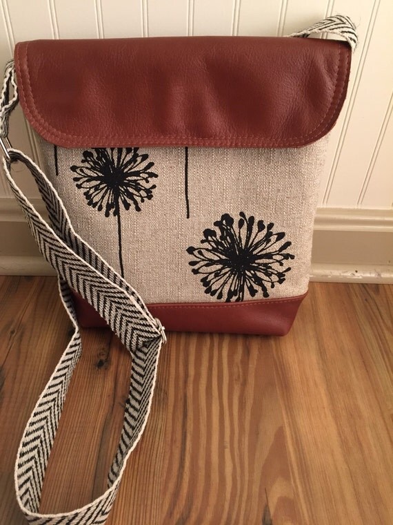 Leather Crossbody bag Leather and fabric by BirdOnAWireBags