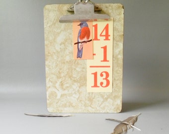 Vintage Beige Clipboard / Faux Marbled Clipboard